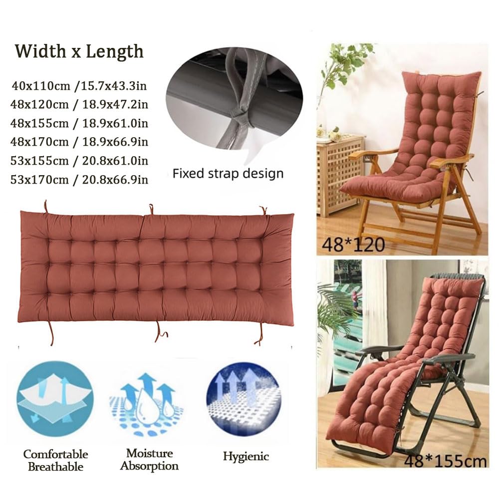 Outdoor ge Gartenliegestuhl für Balkon & Terrasse Relaxliege mit Kissen (Kaffee 40x110cm) – Perfekt für Garten & Freizeit
