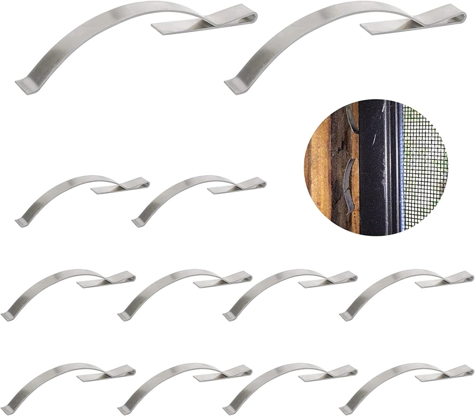 THE WHITE SHOP 30 Pcs Corner Mount Flat Window Spring Stainless Steel Window Screen Clips, Holds Window Screens Into Sliding
