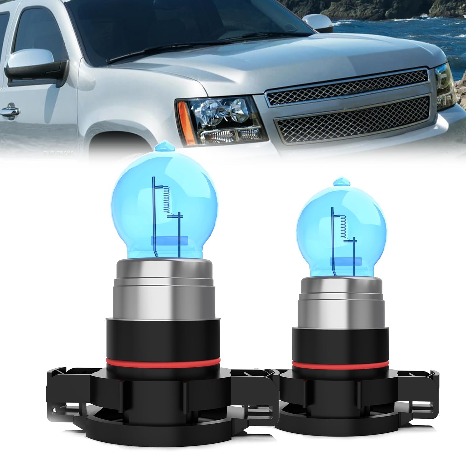 Fog Light Bulbs Compatible With Chevy Avalanche 2007-2013, H16 Fog Lights Halogen Light Bulb, Super Bright 6000K White, Plug and Play, Pack of 2