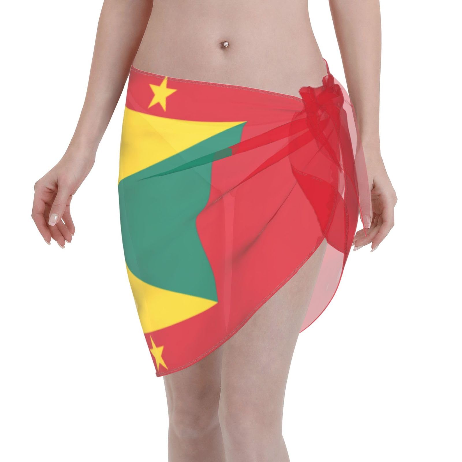Flag of Grenada Women Short Wrap Skirt Sexy Bikini Dress Beach Apron Swimsuit Shawl Sarongs Black