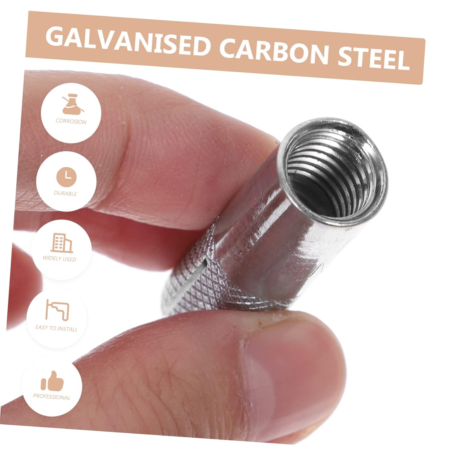 PartyKindom 50pcs Coated Carbon Steel Concrete Anchors Knurled Drop in Anchors Strong Tension