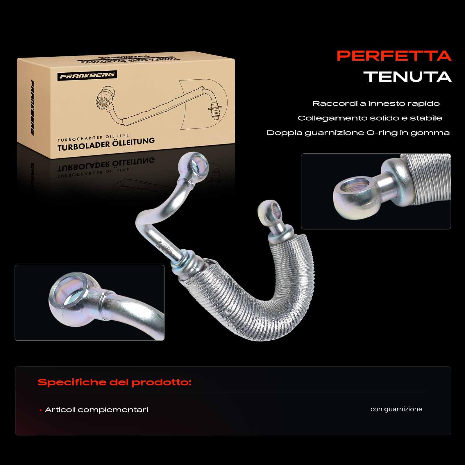 Frankberg Tubo dell'olio per turbocompressore diesel 11427795971 | Compatibile con: Serie 6 Cabrio E64, Serie 5 E60, X5 E70, Serie 3 Coupé E92, Serie 3 Touring E91, Serie 5 Touring E61