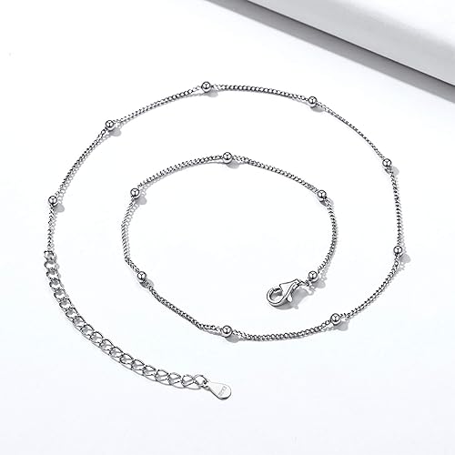 Miniatura 6 de ChicSilver Gargantilla de cadena de plata de ley 925, delicado collar de satéliteestrelladiscocorazóncruz de 13 pulgadas (con caja de regalo)