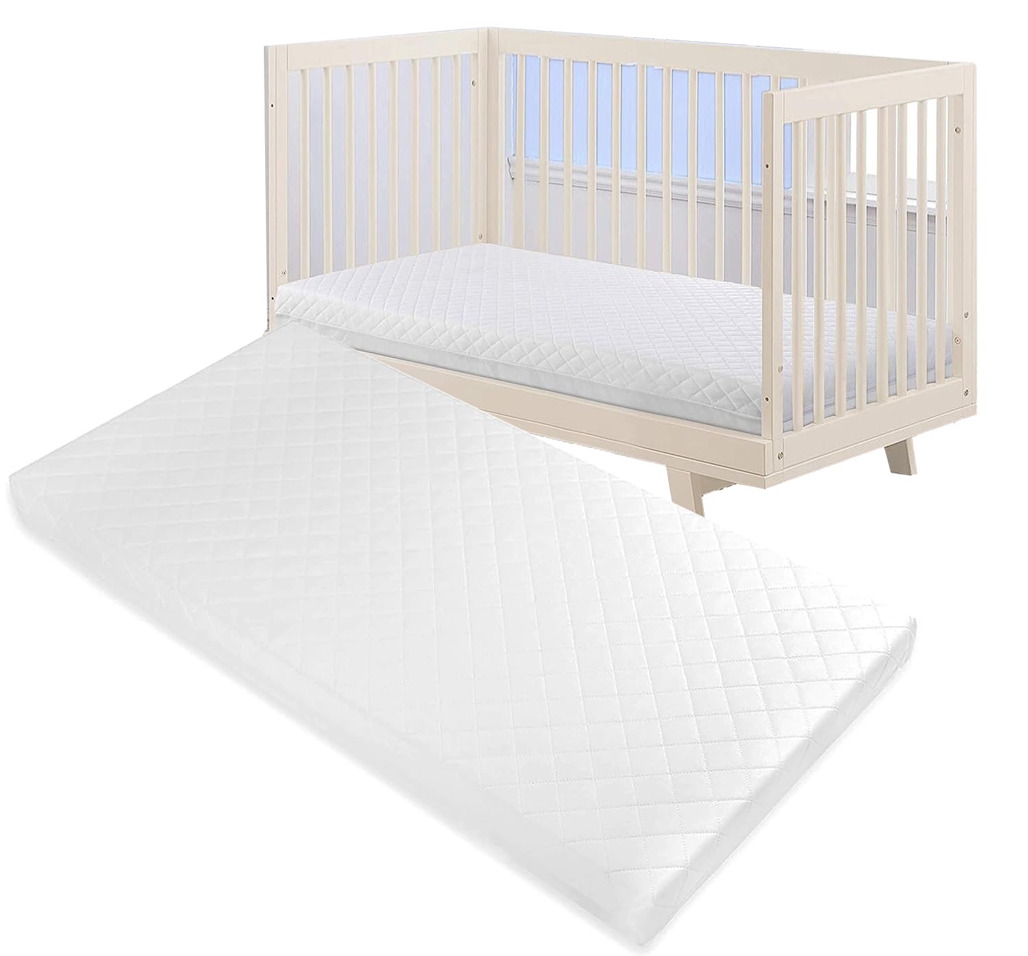 Pinkfairy New Classic Cot Bed Mattress 90x50x7 cm - Breathable Baby Toddler Foam | Hypoallergenic Quilted Removable White Cover Made in England
