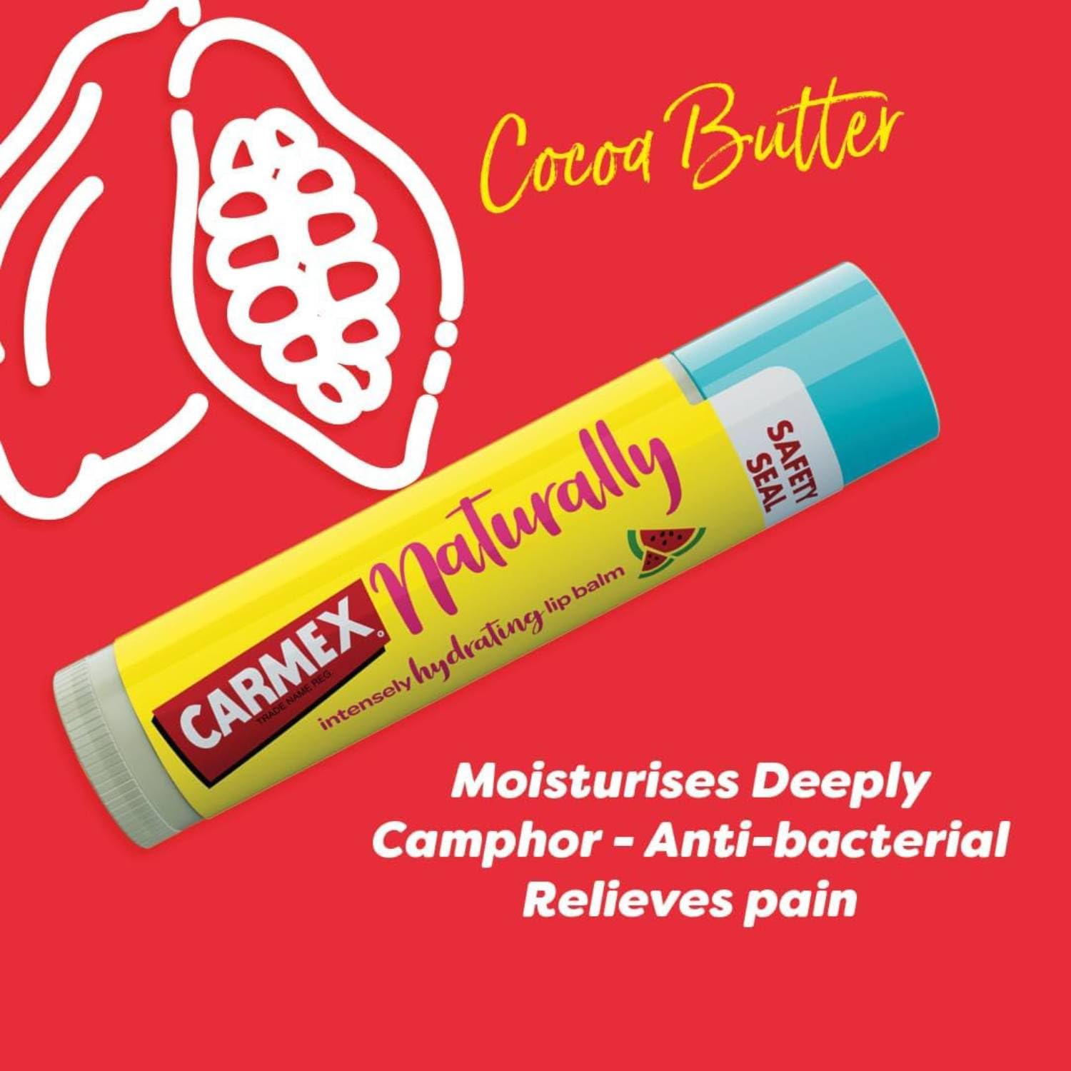 Carmex Naturally Wassermelone Feuchtigkeitsspendender Lippenbalsam 3 Einheiten