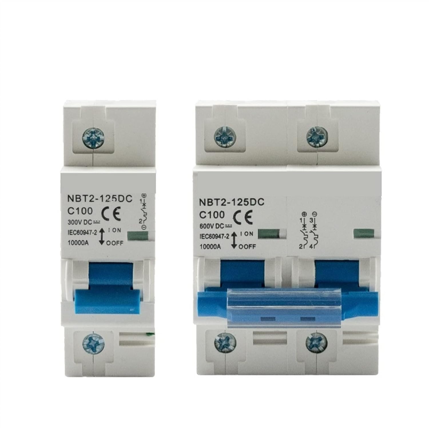 Disjoncteur NBT2-125DC 80A 2P 600V 10KA de commutation de courbe pour courant continu