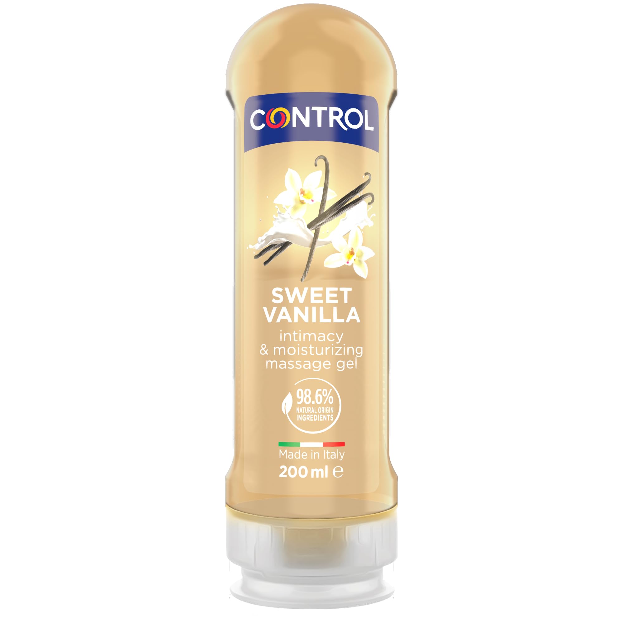 Control Sweet Vanilla 2 in 1 Gel Massaggio Acqua Basato per Lavori Manuali e Trattamenti Relax, 100% Artigianale Italian