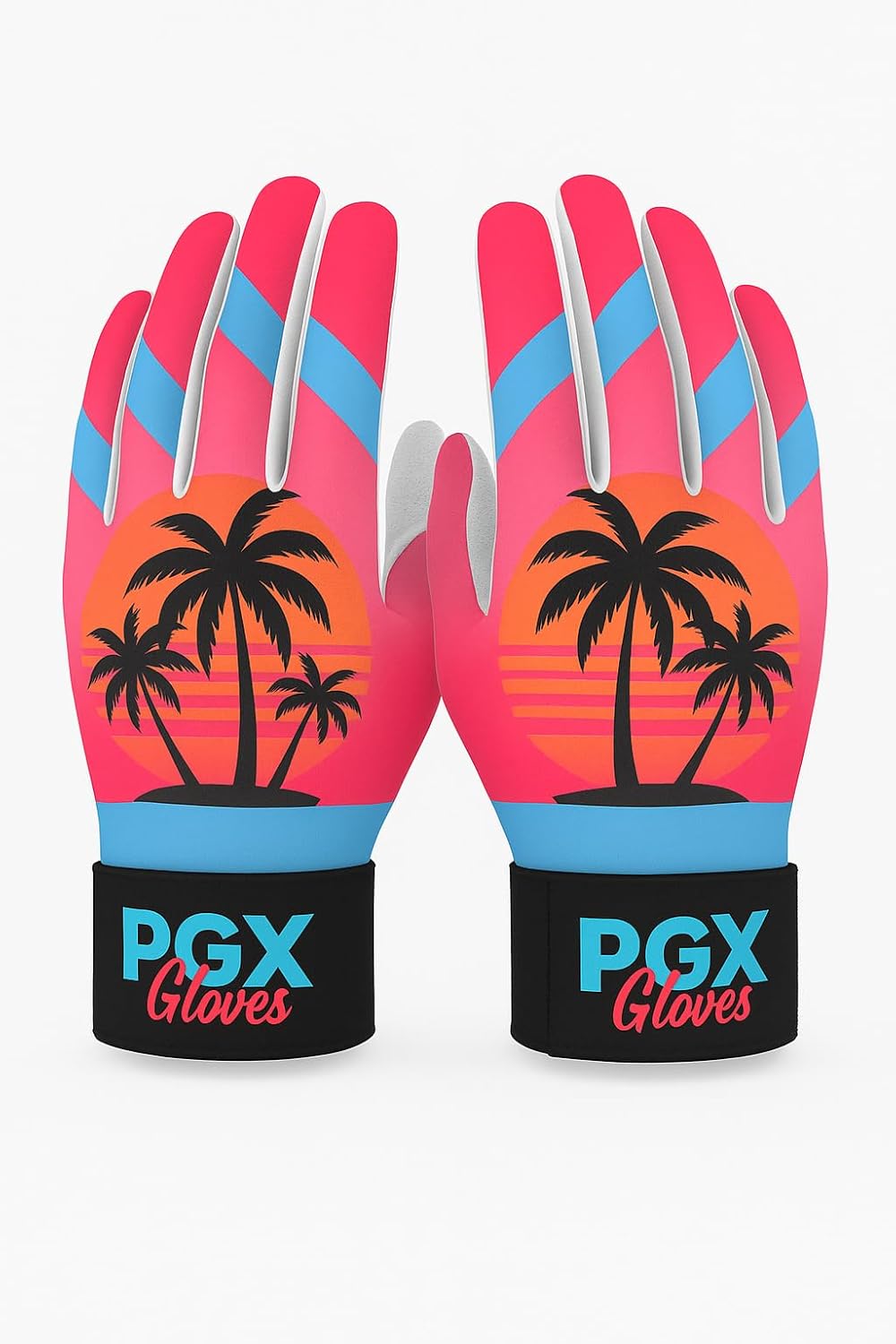 PGX Baseball Miami Vice Batting Gloves - Adult & Youth Baseball & Softball Gloves, Leather Palm, Wrist Strap for Secure Fit