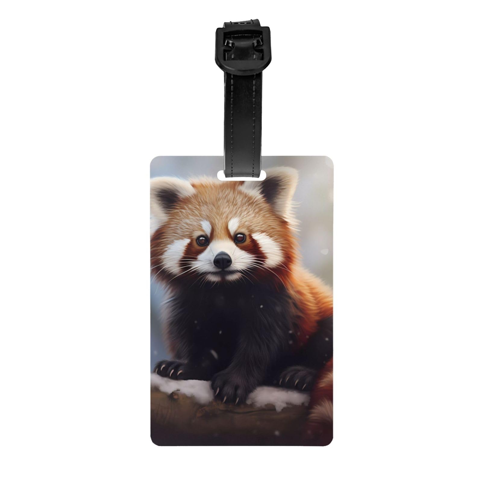 YYHWHJDE Luggage Tag - Durable PVC Material with Personal Information Field and Detachable Wristband for Easy Identification Red Panda Pattern