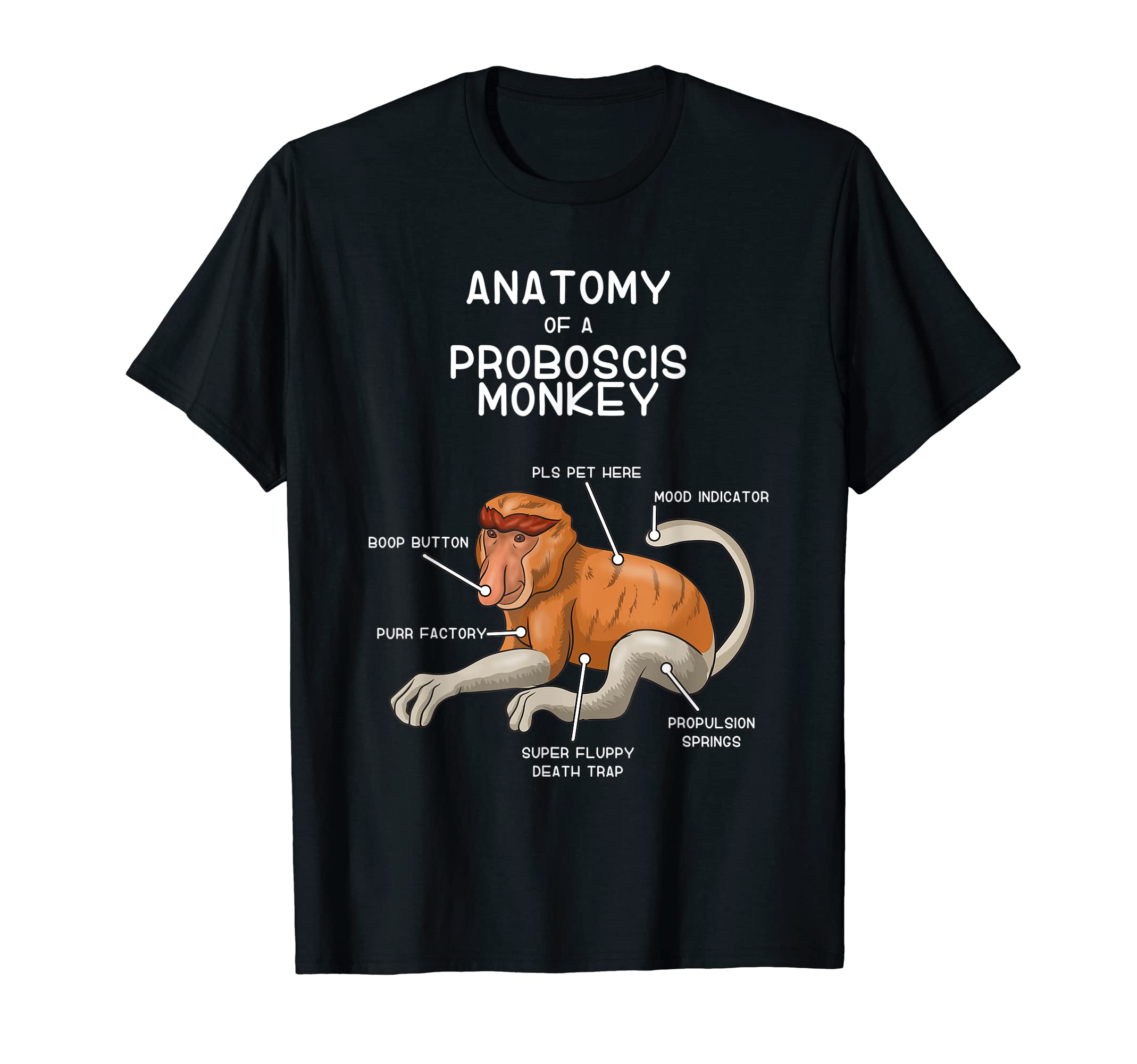 Loves Proboscis Monkey Perfect Motif AnimalAnatomy Of A Proboscis Monkey T-Shirt