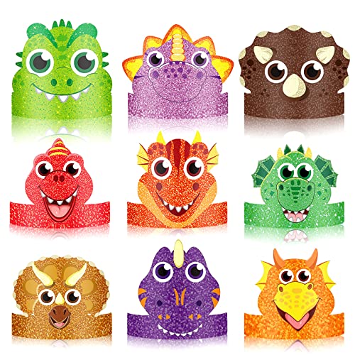 Gersoniel 24 Pcs Dinosaur Birthday Party Hats Favors Headbands and Paper Crowns for Kids - Dinosaur Theme Decoration