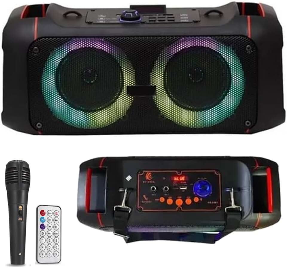 Caixa de Som Amplificada Bluetooth Karaoke Com Microfone Portátil