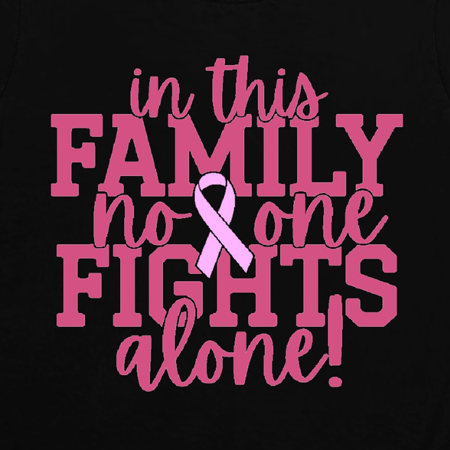 Breast Cancer Shirts for Women Pink Ribbon T-Shirt in This Family No One Fights Alone Tee Tops image 4