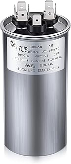 70/5 MFD uF 370/440V CBB65 Dual Run Round Capacitor for AC Motor, HVAC Capacitor, Air Conditioner Replacement, Heat Pump, Fan Start, Condenser Straight Cool, UL Listed