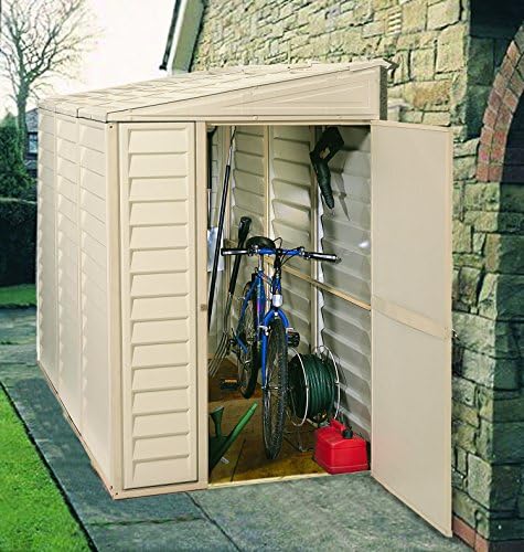 Duramax SideMate 4' x 8' Plastic Garden Shed with Foundation Kit - Ivory - 15 Years Warranty