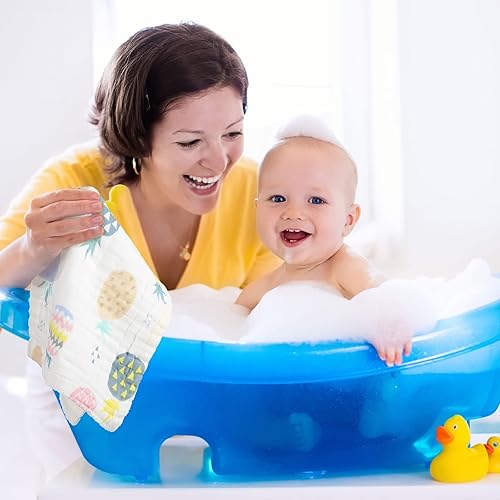 Miniatura 5 de 10 paños para eructos de 10 x 20 pulgadas, 6 capas de muselina suave y absorbente, toalla para recién nacidos, para baby shower, lavable a máquina,