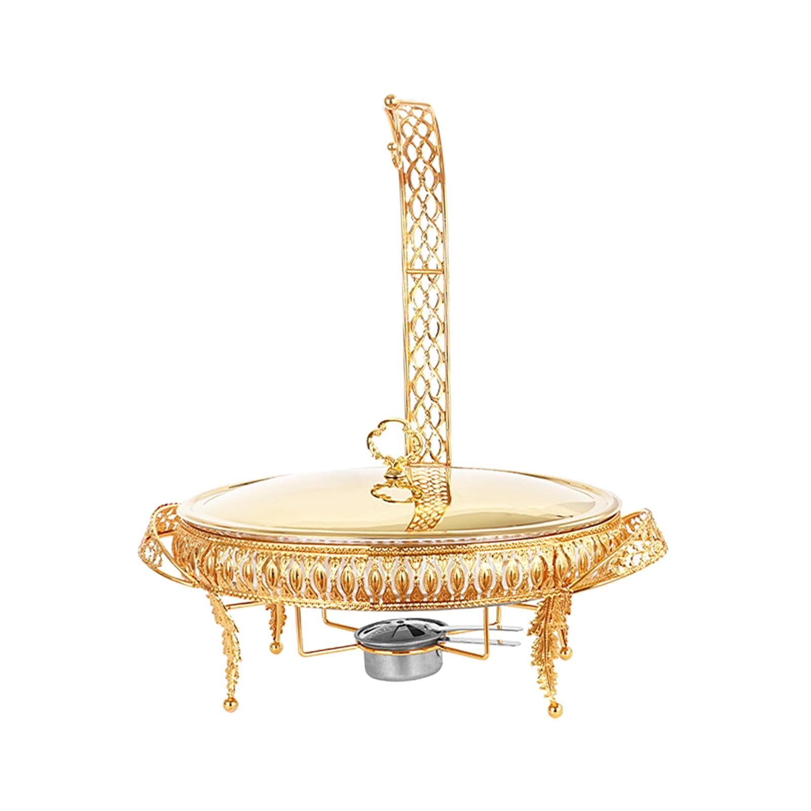 Bandeja Calentadora de Buffet Juego de Utensilios para Fondue Set de Chafing Dish Fuente Calienta Comida con Vidrio Y Acero Inoxidable Fácil de Limpia, 3L
