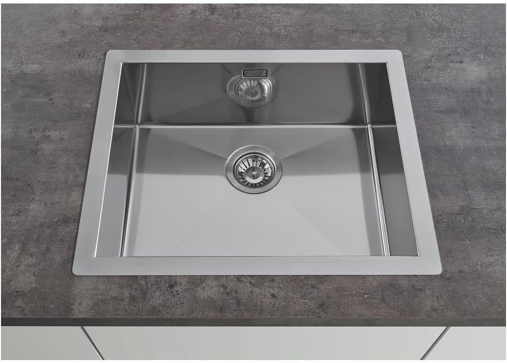 GROHE K700 - Kitchen Sink Top Mount or Flush Mount 1 Bowl 50 x 40 x 20 cm (Included: Waste Kit, Basket Strainer Waste, Mounting set), Sink Dimensions 55 x 45 cm, Stainless Steel, 31726SD0