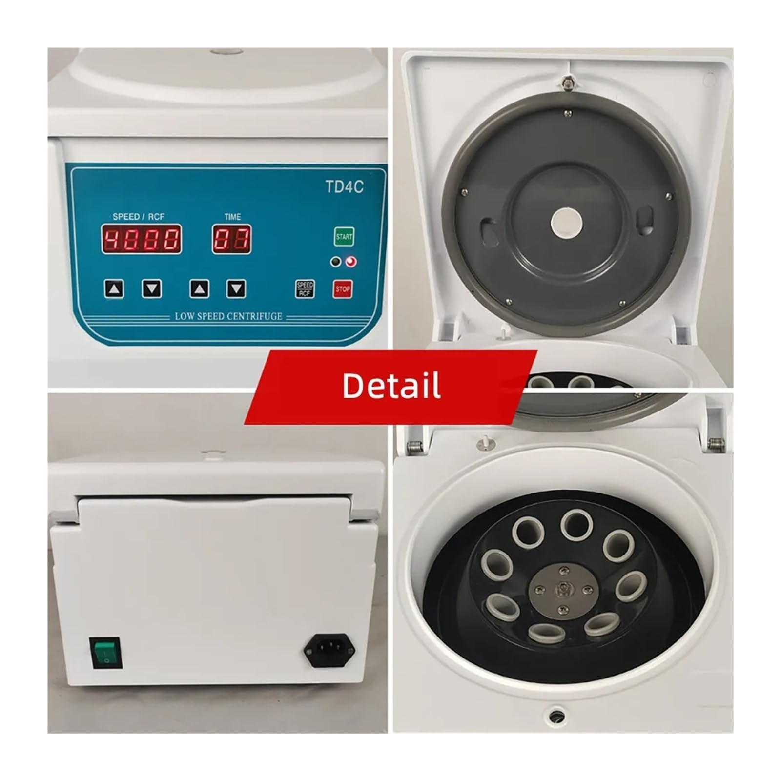 Centrífuga De Baja Velocidad 0-4000RPM Máquina Centrífuga De Práctica De Escritorio Ajustable 2150XG Con Temporizador Y Pantalla LCD Control de velocidad | 12X5/10ML