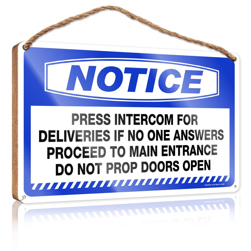 HELIOFORGE Little Man Cave Wood Signs Notice Press Intercom For Deliveries If No One Wooden Sign(15X28CM)