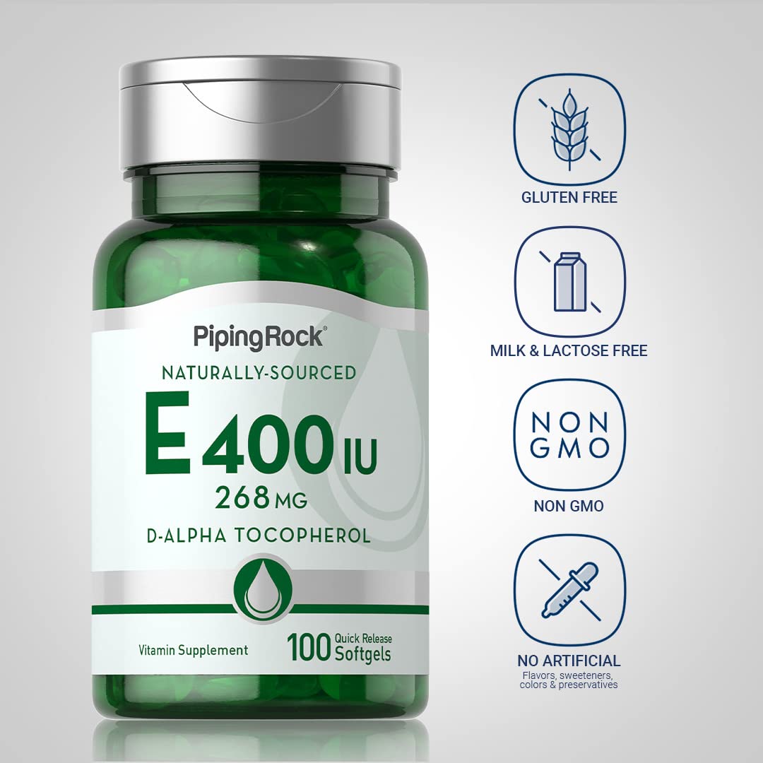Piping Rock Vitamin E 400 IU Softgel Capsules | 268mg | 100 Pills — Amazon image 3