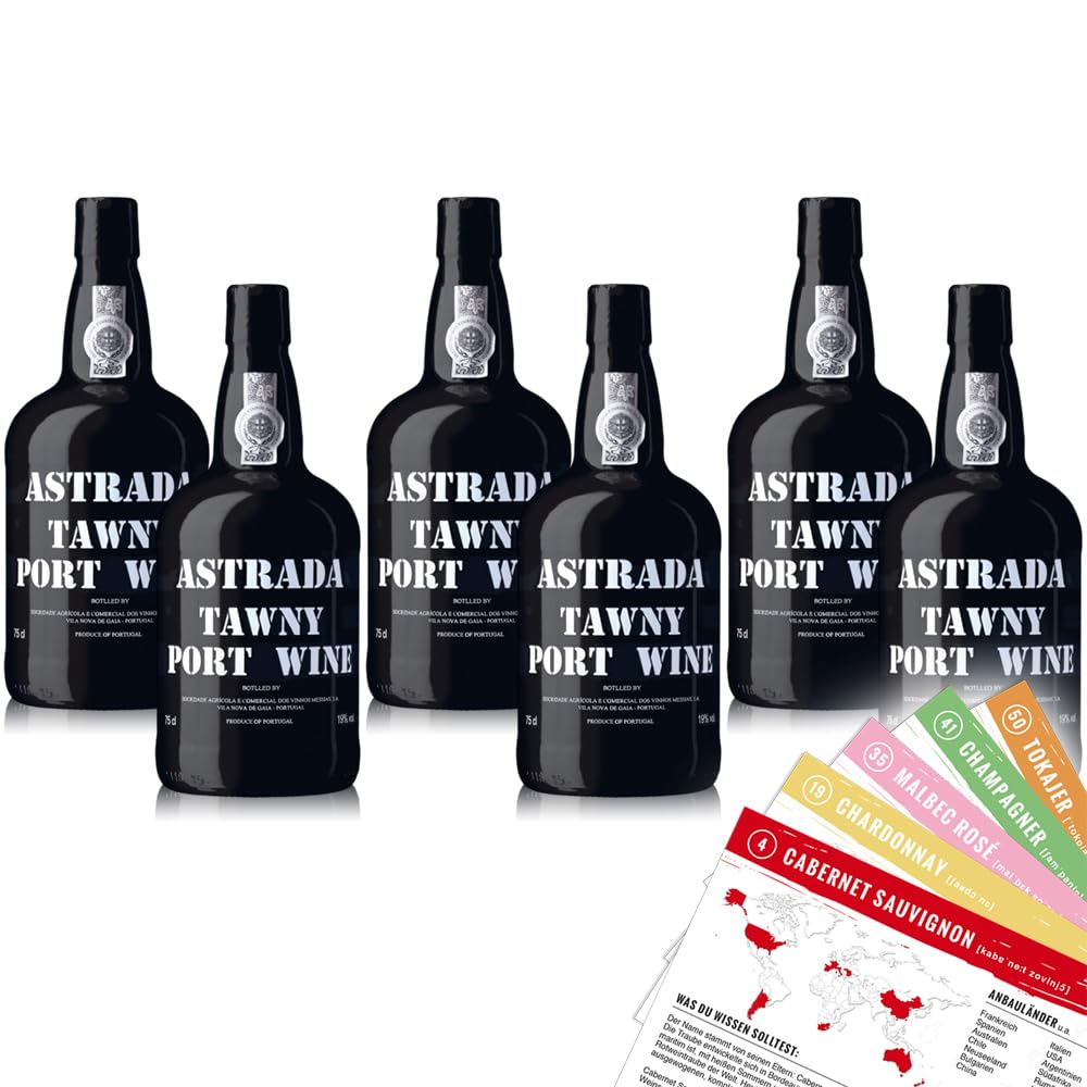 Astrada Tawny Portwein DOP, süß, sorteinreines Weinpaket + VINOX Winecards (6x0,75l)
