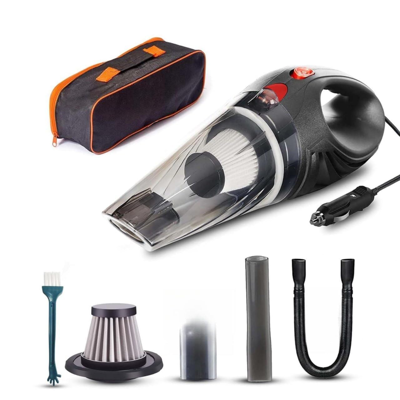 Portable Car Vacuum Cleaner with HEPA Filter, 12V DC | Wet & Dry Suction, Flexible Hose Included, Carrying Bag Included, Multiple Attachments, Cigarette Lighter Plug-image-17