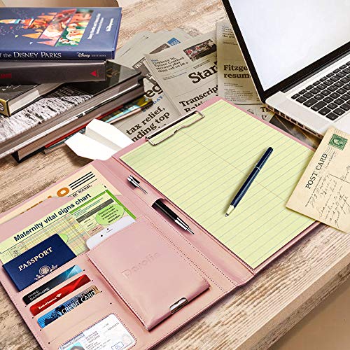 Darolin Business/Resume Padfolio Portfolio Folder With Letter/A4 Size Clipboard, Interview/Conference/Legal Document Organizer, Premium Portfolio Professional Case, Padfolio For Women/Men-Rosegold #TOP6