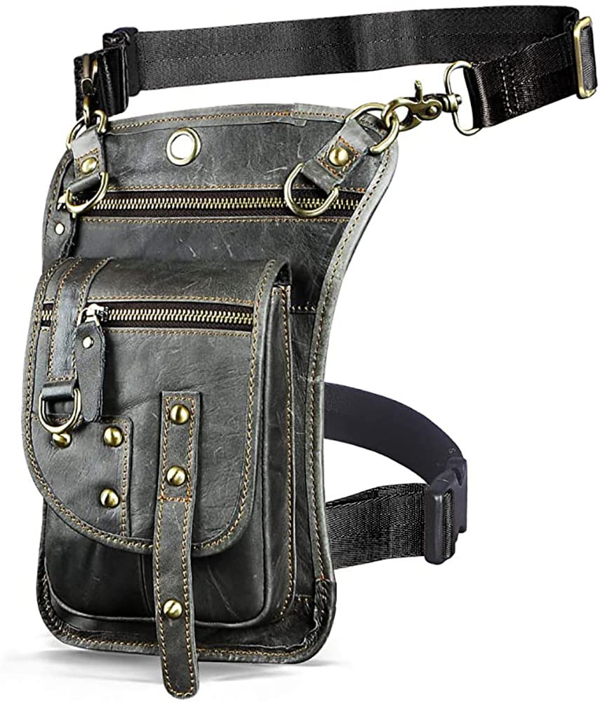 Sac Cuisse En Cuir Véritable Le'aokuu - Sac à Bandoulière Homme | Randonnée, Cyclisme