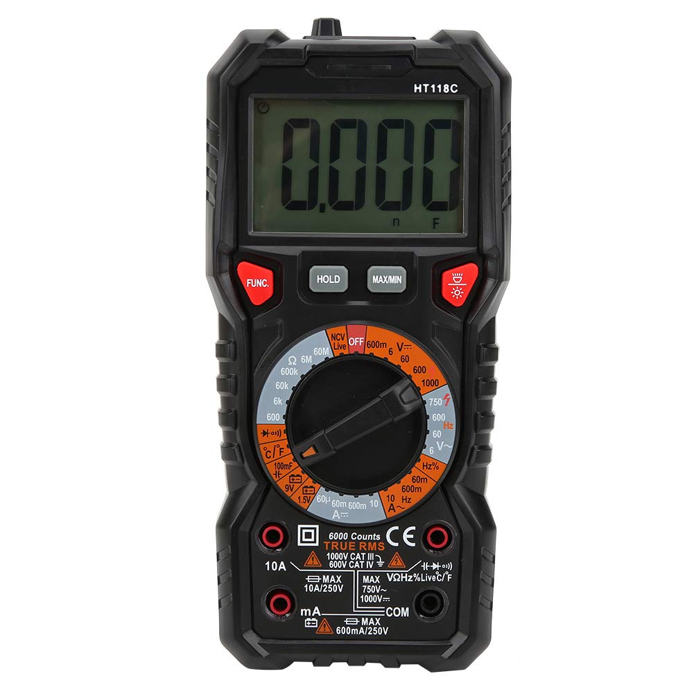 Cocoarm Multímetro Digital Probador de Voltaje Portátil True RMS Rango Automático de 6000 Recuentos con Frecuencia NCV Temperatura a 1832 F para Electricistas Uso en Taller en el Hogar