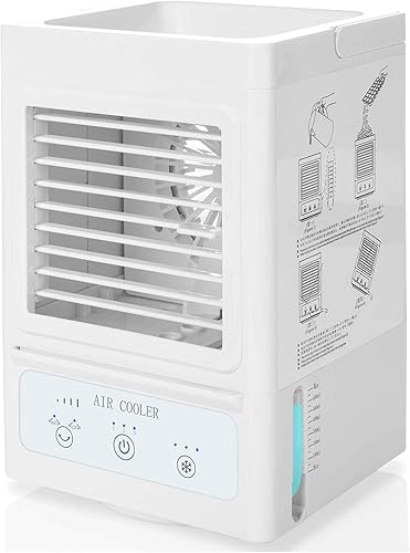 Refrigerador de aire evaporativo con pilas de aire acondicionado personal para dormitorio oficina mesa camping al aire libre-5000 mAh batería