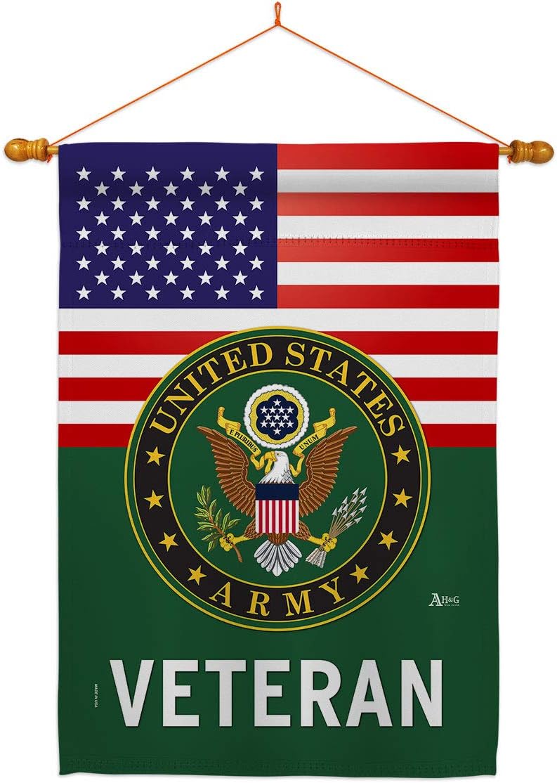Army US Veteran House Flag Armed Forces Rangers United State American Military Retire Official Small Decorative Gift Yard Banner Double-Sided Made In USA 28 X 40
