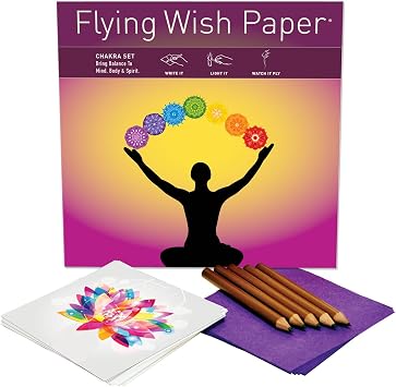 Flying Wish Paper Chakra Large Wishing Kit, Meditation & Energy Alignment