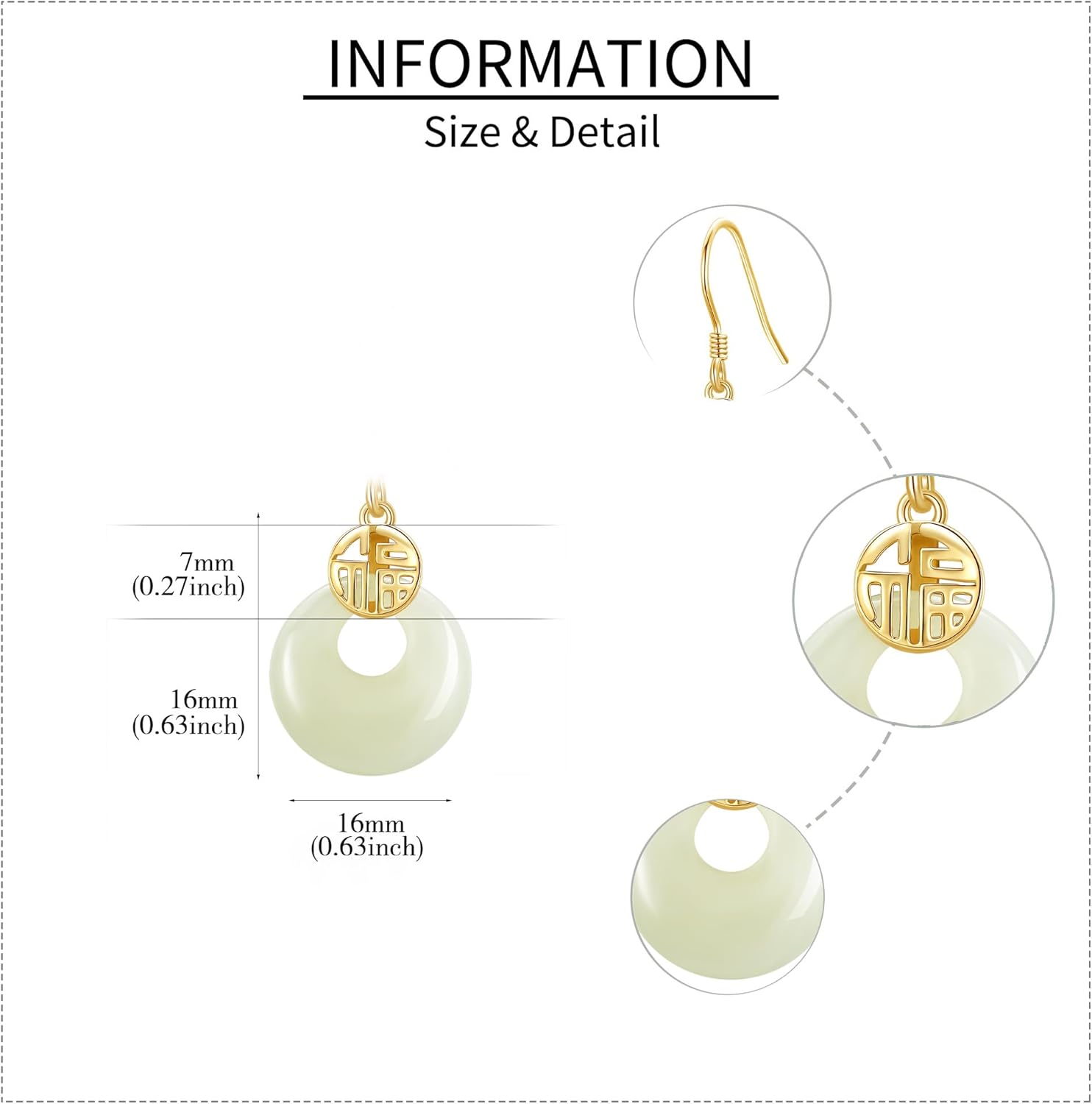 Natural Jade Earrings 18k Gold Plated Sterling Silver Natural Jade Dangle Drop Earrings Jewelry for Women Gifts - Image 4