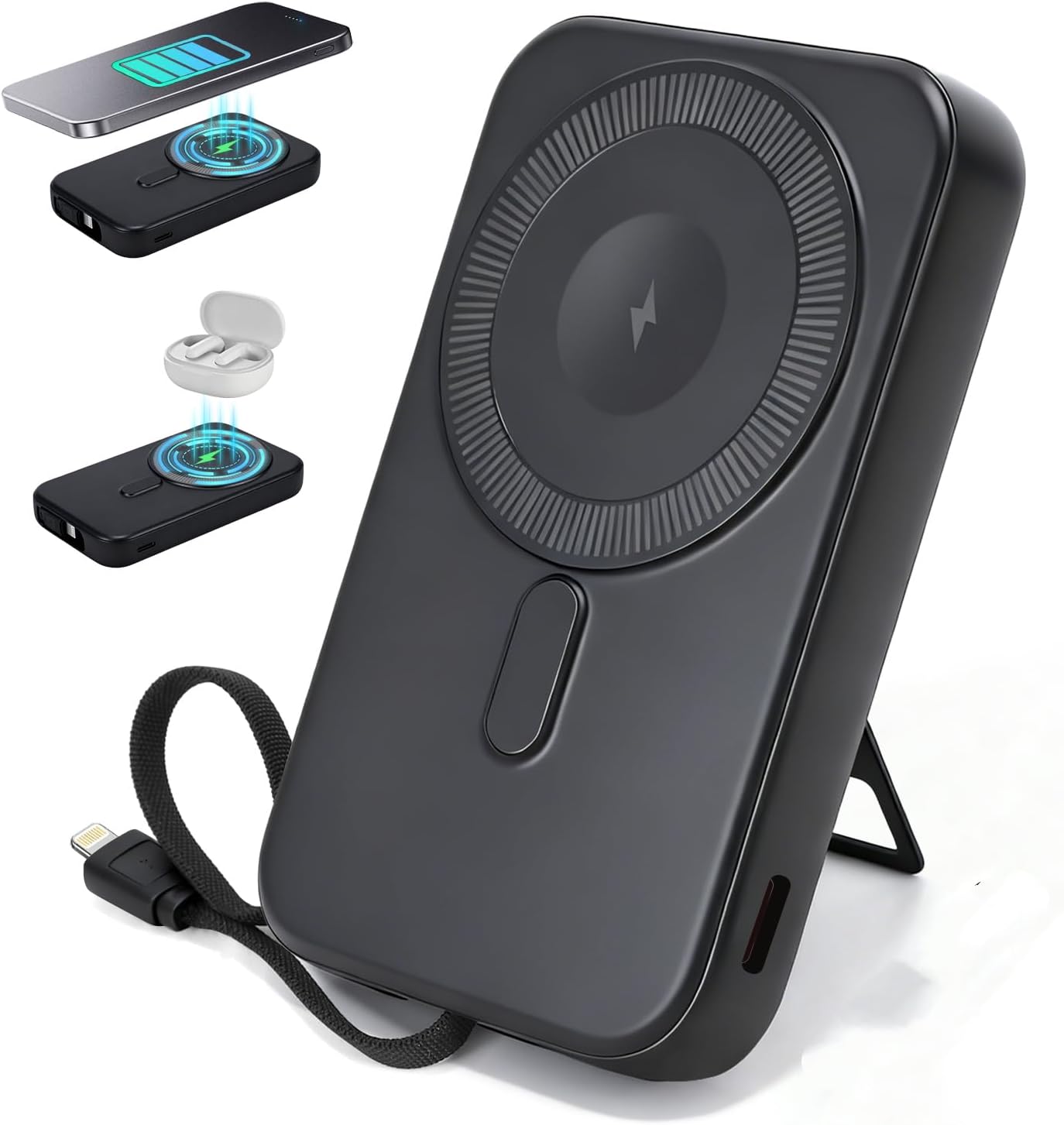 Magnetic Wireless Power Bank,10000mAh Portable Charger with Stand 22.5W MagSafe Fast Charging, Magnet Wireless Battery Pack Travel Essentials Power Bank Compatible with iPhone 17/16/15/14/13/12 Series