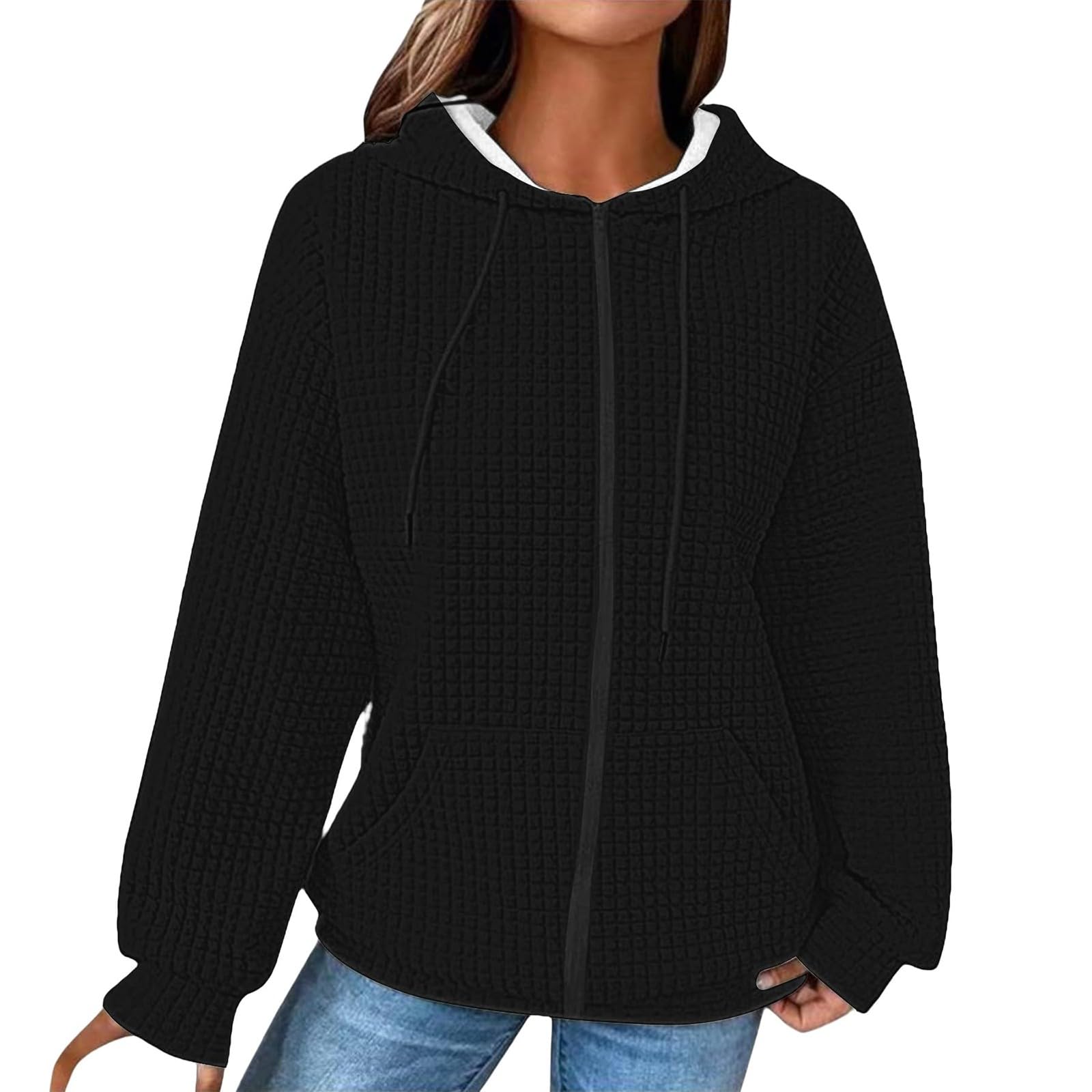 Sudadera para Mujer Verano Delgada con Cremallera, Chaqueta de Transición con Capucha para Deporte y Casual, Estilo Y2K, Oversize Hoody con Bolsillos