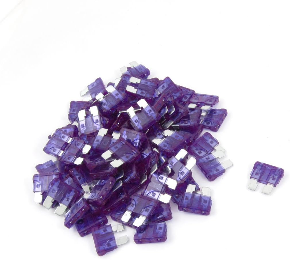 100 Pcs Car Purple Plastic Coated Blade Fuses 3A