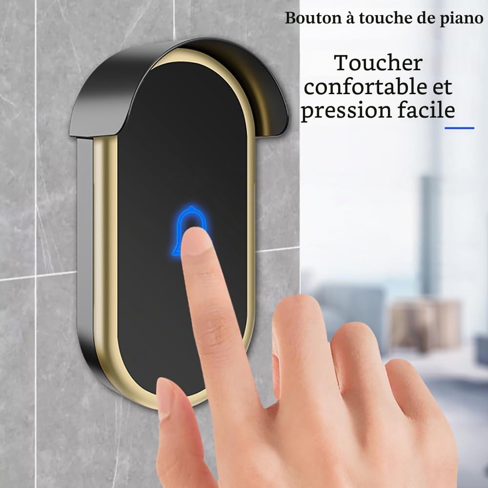 Sonnette sans Fil extérieure étanche,2 récepteurs et 3 émetteurs,Sonnette sans-Fil Longue portée Set sans Fil,portée 300m/1000ft,60 mélodies,Sonnette de Porte d'entrée pour Maison,Black Silver