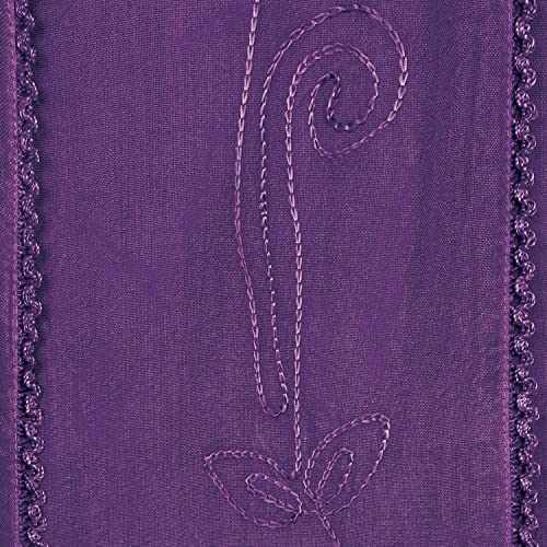 Women's Floral Embroidered Maxi Skirt - Over-Dyed Long Peasant Skirt, Ankle Length - Eggplant - 3X #TOP7