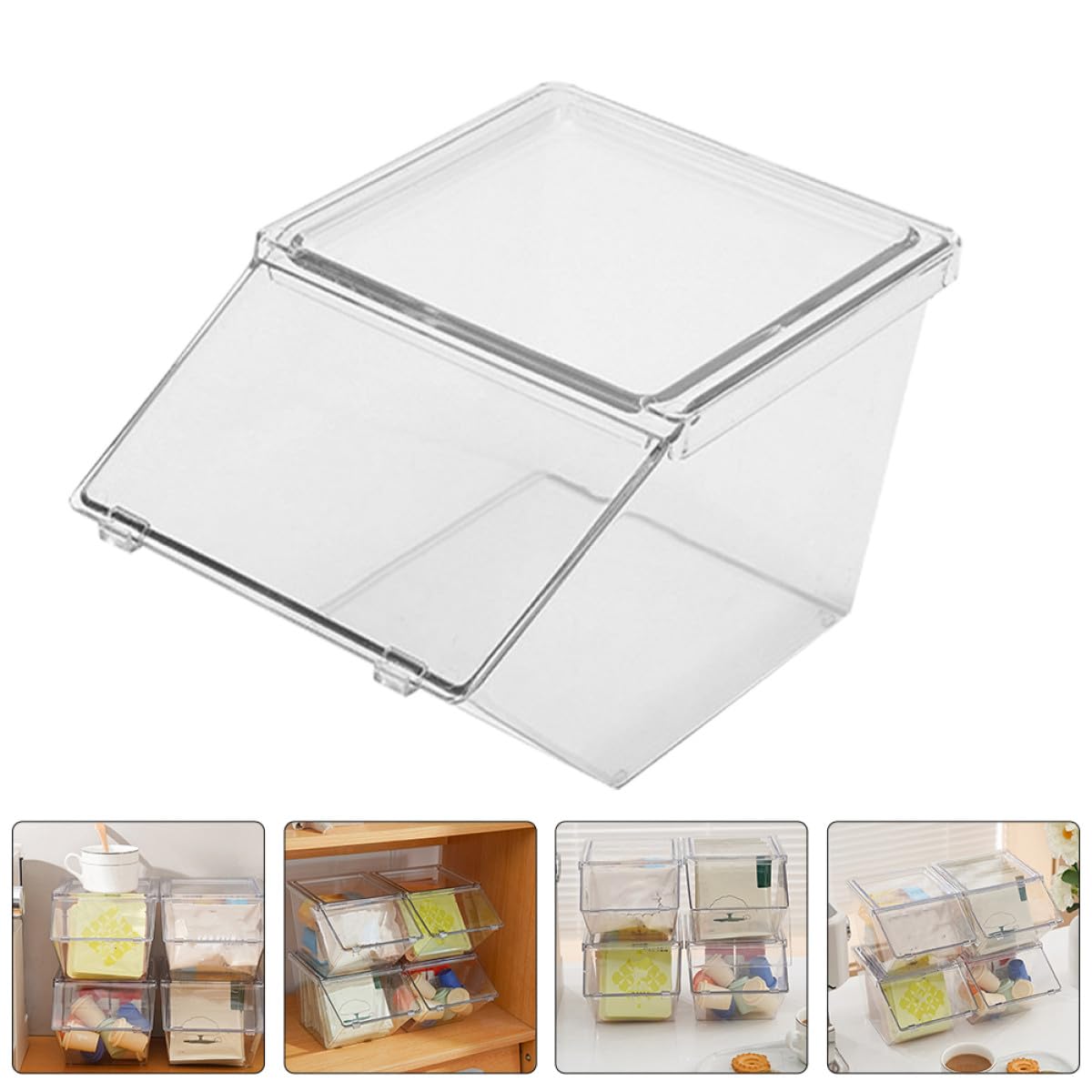 4 Stück Teebeutel Aufbewahrungsboxen aus Acryl mit Deckel Stapelbar Mittlere Größe Transparenter Organizer für Tee Kaffee und Zucker Küchen und Kaffeestation Zubehör