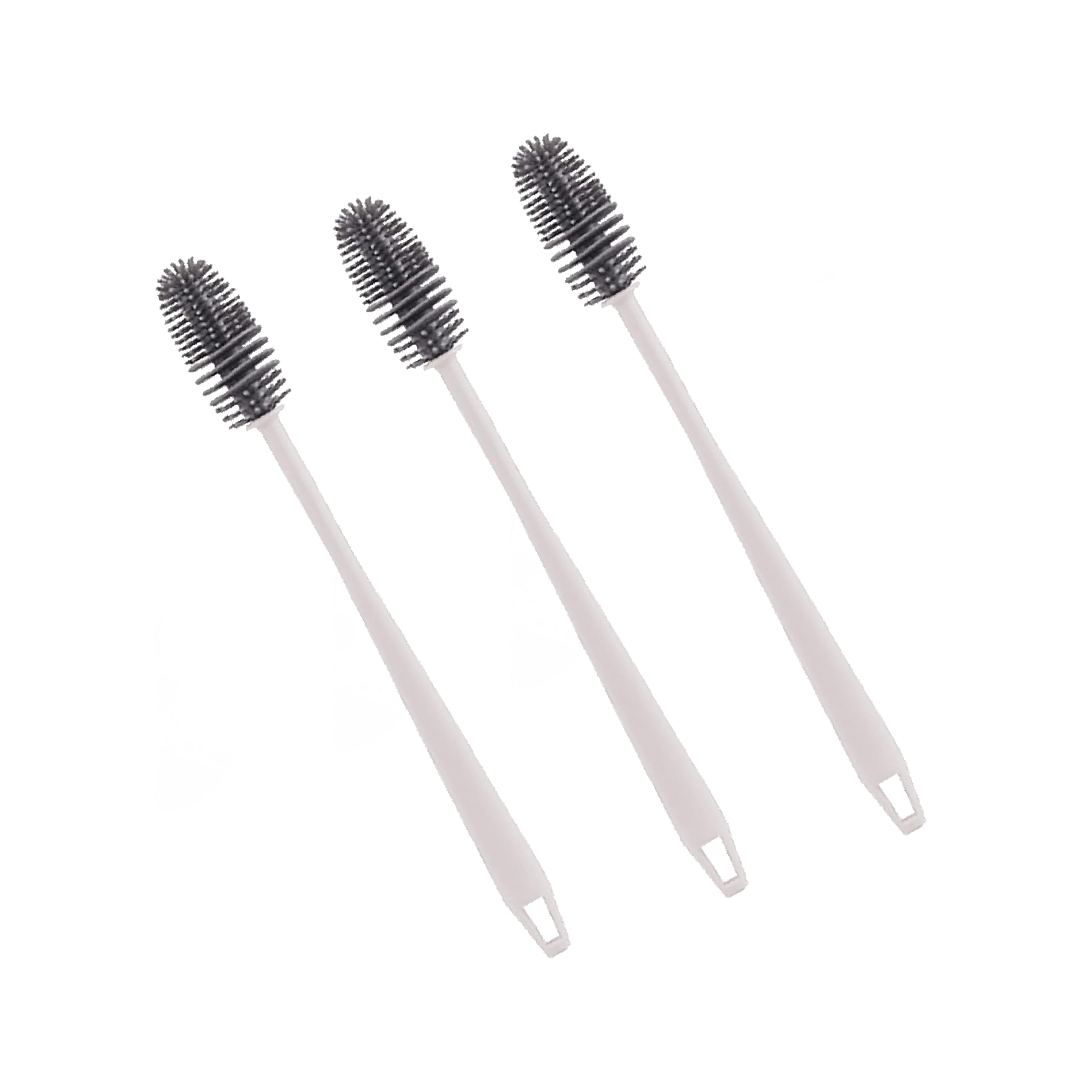 Silicone Bottle Brush, 27cm Long Handle, Soft Bristles for Baby Bottles, Glass Cups, Thermoses (3, White)