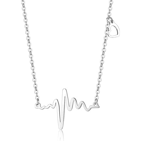 Women's Nurse Necklace, Fashion Heartbeat Necklace, Adjustable, 14K Gold, for Elega...