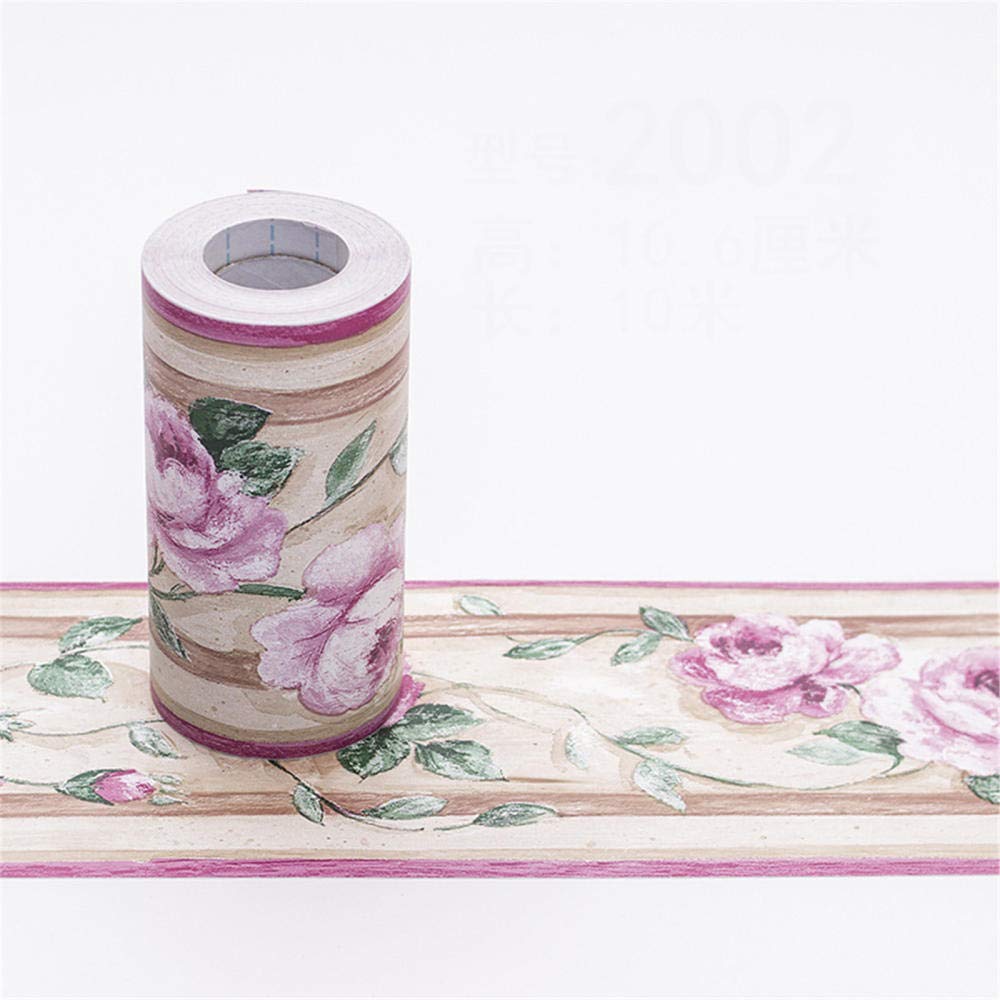 Sdsdgrw Purple Rose Wallpaper Border, Wallpaper Border Stickers Peel And Stick Multicolor(Purple Rose)