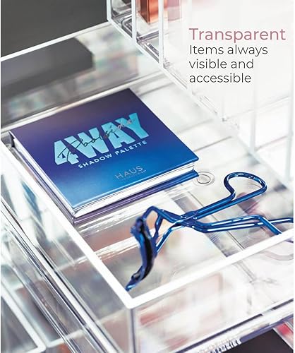 Miniatura 3 de iDesign - Organizador apilable de cajones de maquillaje, organizador de tocador o organizador de escritorio, transparenteblanco mate
