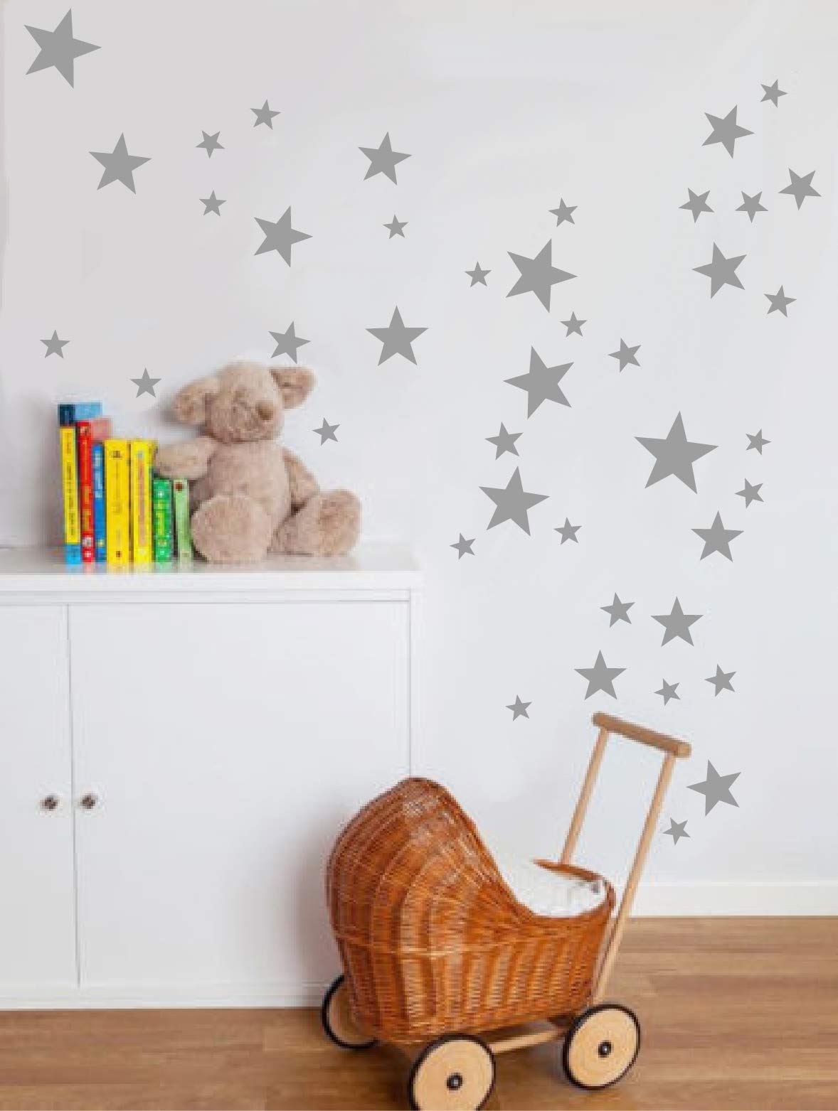 Adesivi Da Parete A Forma Di Stella In Vinile, 64 Pezzi Di Misure Diverse (8mm-80mm), Colore Blu, Decorazione Cameretta