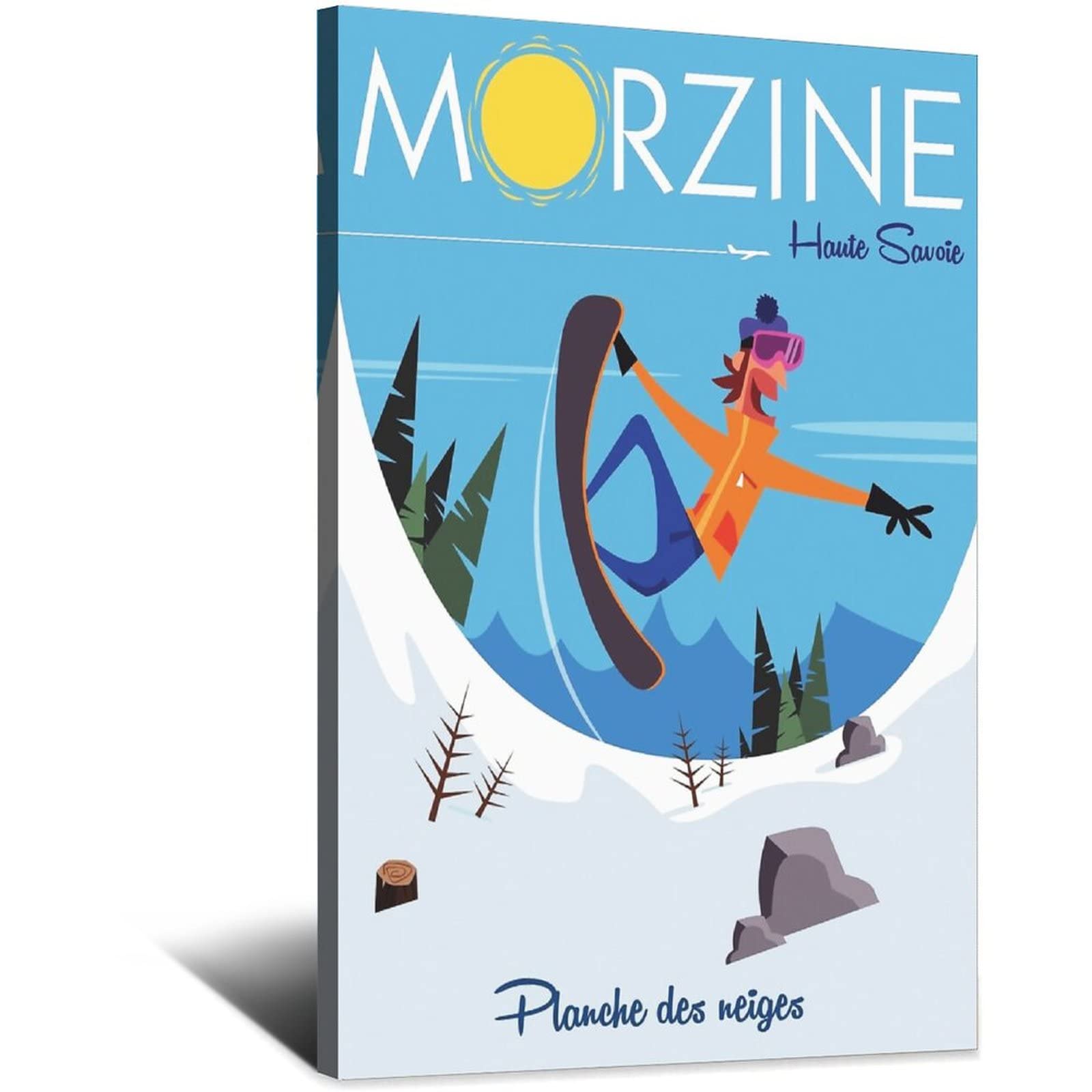 NMNM Morzine Haute-Savoie Snowboard Vintage Travel Poster Canvas Art Wall Decor Poster Picture Print Painting Posters Gift 12x18inchs(30x45cm)