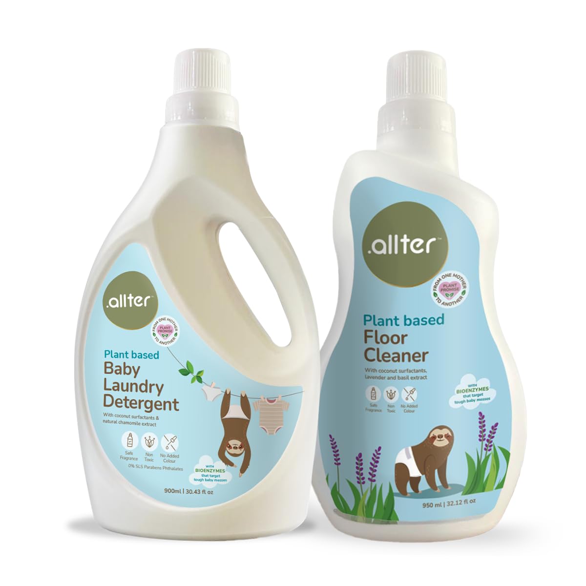 .allter Plant Based Baby Laundry & Floor Cleaner Combo | With Coconut Surfactants, Bio-Enzymes, Chamomile & Lavender| Non-Toxic, Baby & Pet Safe | 900ml + 950 ml-image-42