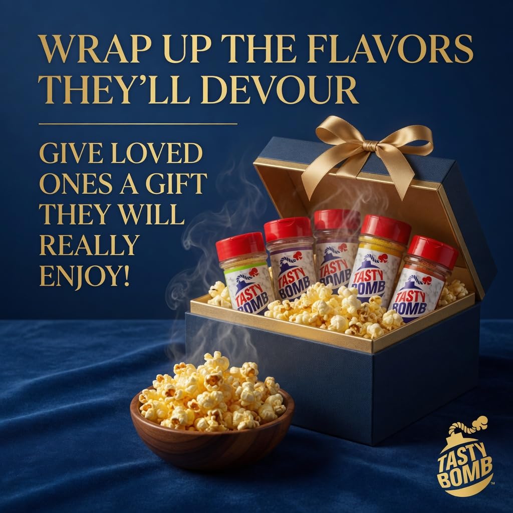 Tasty Bomb Popcorn Seasoning 6 Pack, Nacho Cheddar, Keto Friendly, Gluten Free Popcorn Seasoning, Popcorn Seasonings Powder For Home & Gift- Pack of 6