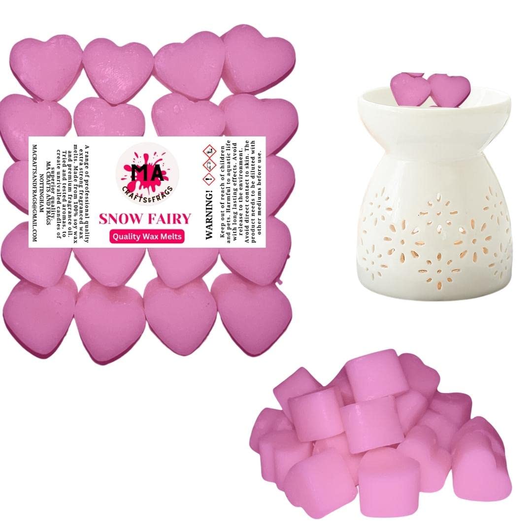 20 x Highly Scented Wax Melts Mini Hearts Many fragrances Designer Inspired (Snow Fairy)
