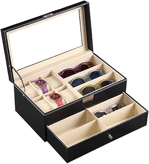 時計ボックス、サングラスディスプレイケース、ガラス天窓付き、引き出しとロック付き収納ボックス、に適した、時計、サングラス、ジュエリー、ジュエリーギフトボックス